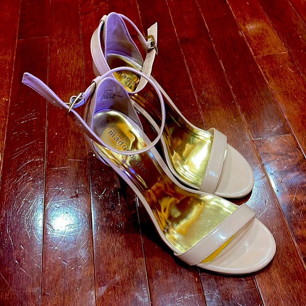 These are madden girl stiletto dress sandals, size 9.5, nude